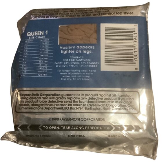 No Nonsense Light Support Pantyhose Queen 1 Tan Sandalfoot Control Top Lot of 2 - Picture 3 of 6